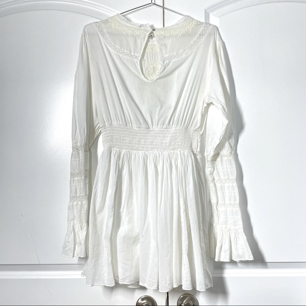 Free People Victorian White Cotton Mini Dress size 8 - Picture 5 of 13